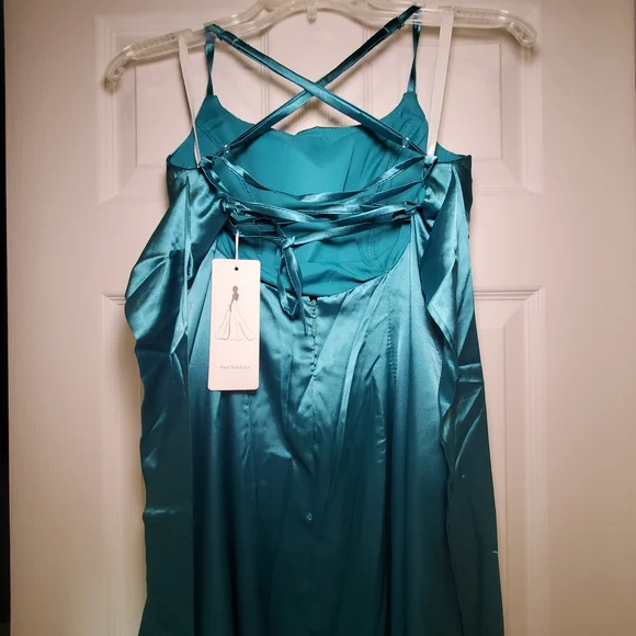 Elegant Teal Evening Gown Formal Prom Bridesmaid Dress Size 4 - Picture 5 of 8